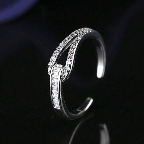 Simple & Delicate Cubic Zirconia stainless steel Open Ring - Picture 4 of 11